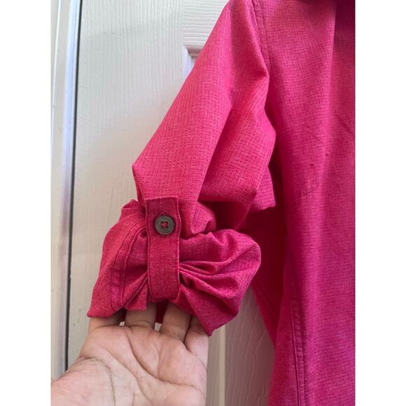 Marmot Pink Roll Tab Sleeve Button Up Camp Shirt Size Small Outdoors - Picture 7 of 15